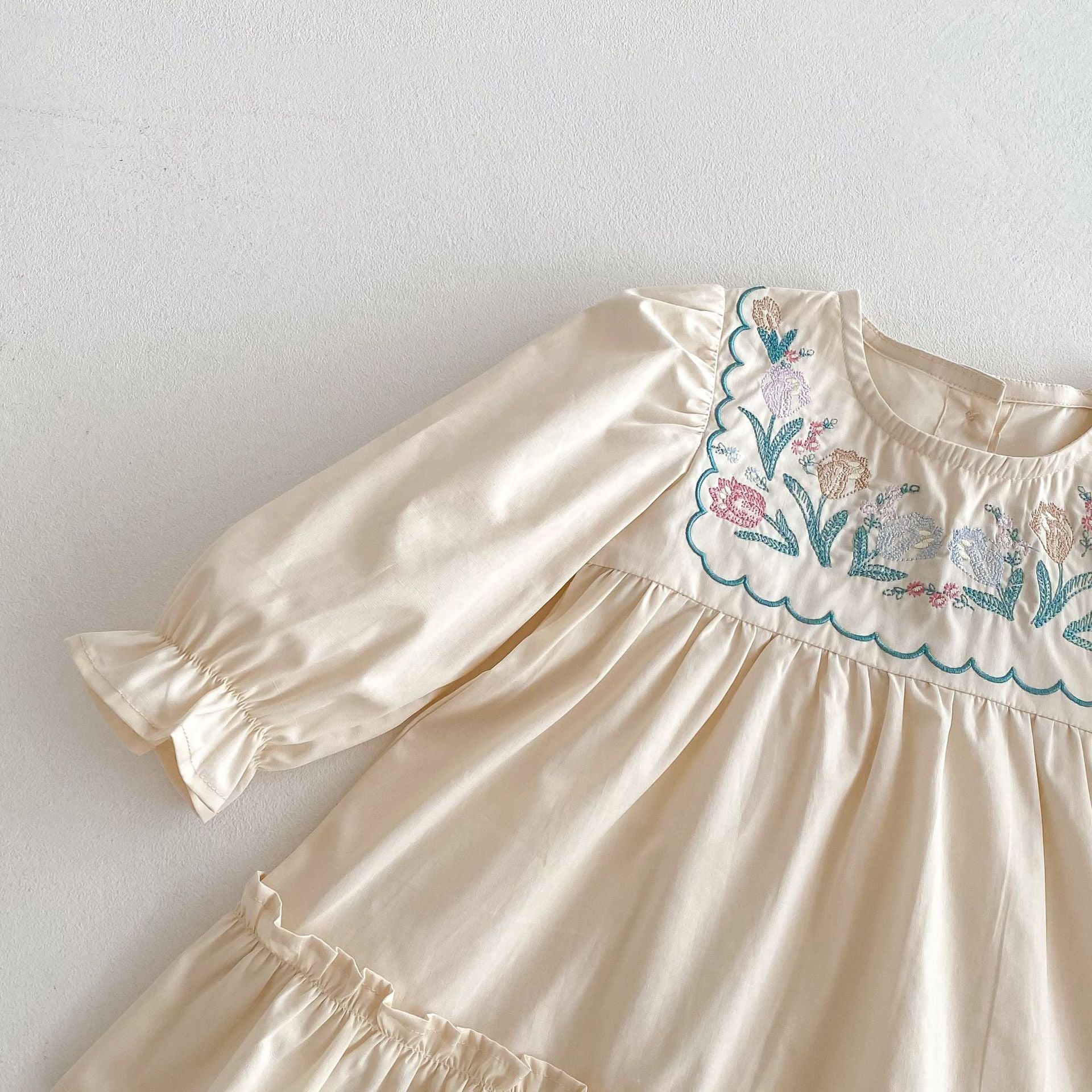 （Pre Order 2 Weeks）Girls Fall Floral Embroidery Dress
