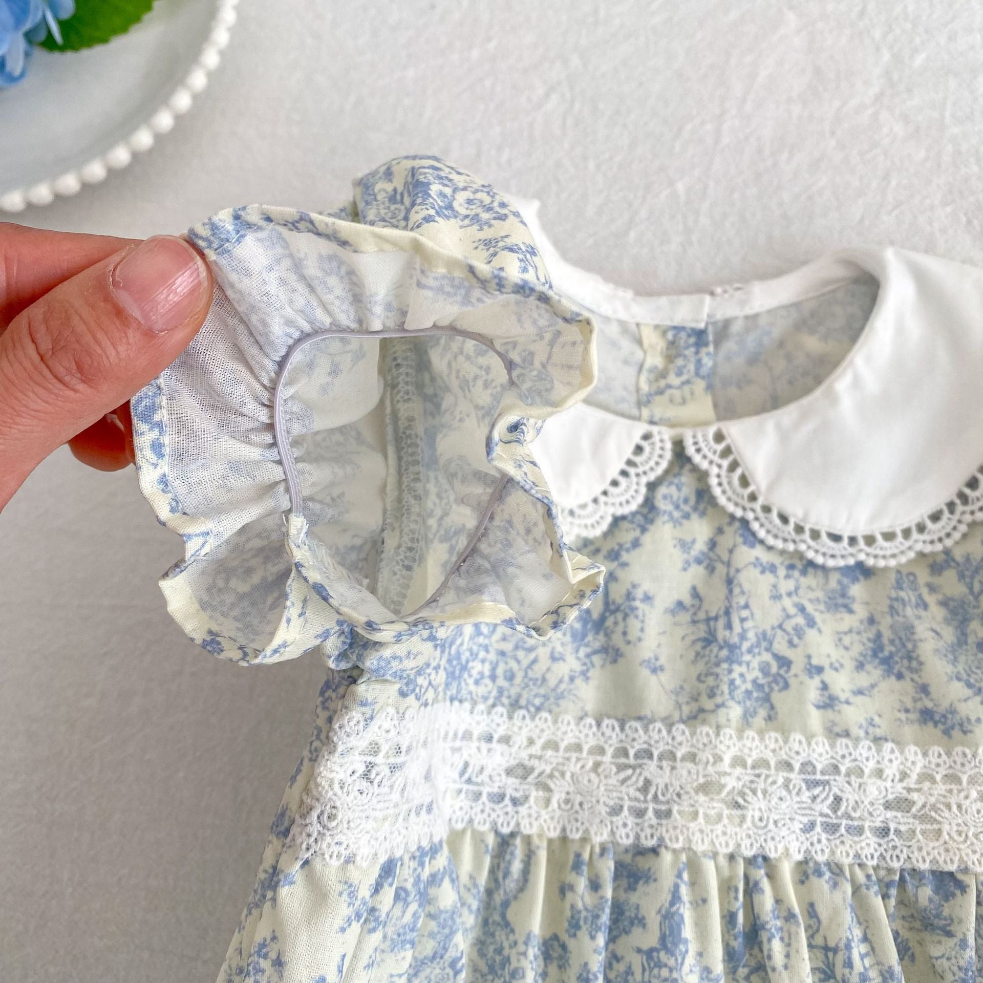 （Pre Order 2 Weeks）Sisters Floral Print Baby Collar Lace Dress&Romper
