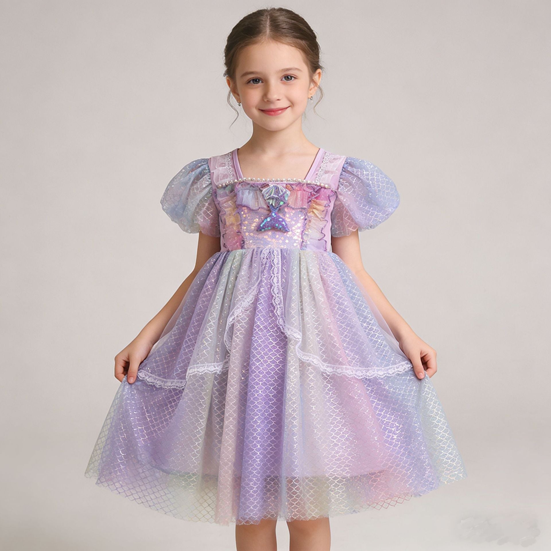 （In Production）Girls Spring&Summer Mermaid Princess Tulle Dress