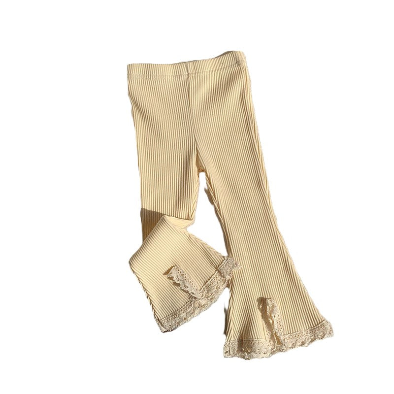 （In Production）Girls Fall&Winter Knitted Lace Flared Trousers
