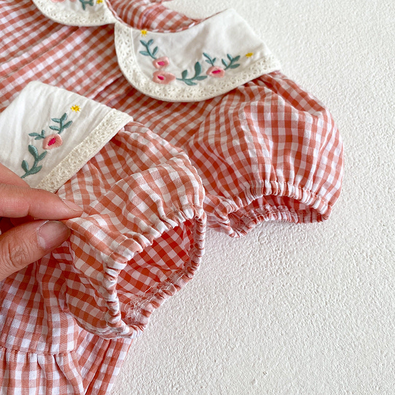 （In Production）Sisters Spring Floral Embroidery Doll Collar Dress&Romper