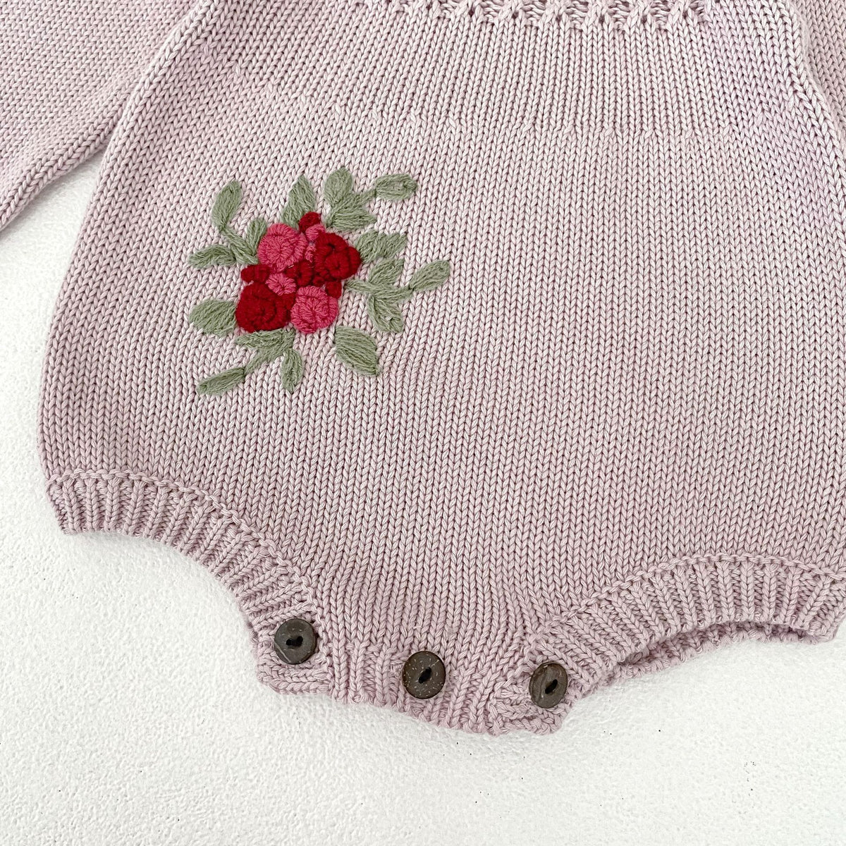 （Pre Order 2 Weeks）Toddler Girls Fall Embroidery Knitted Romper