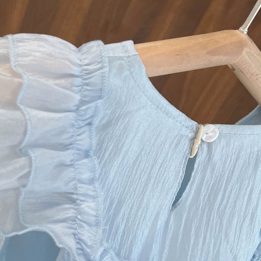 （In Production）Girls Spring&Summer Baby Blue Chiffon Dress