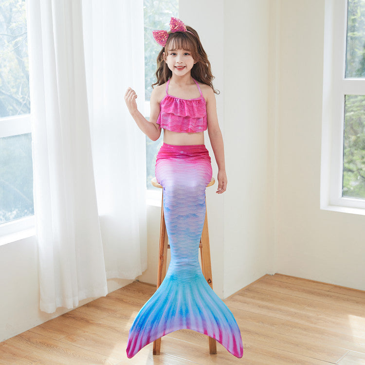 （In Production）Girls Summer Mermaid Swimming Suit Set-3 Pcs