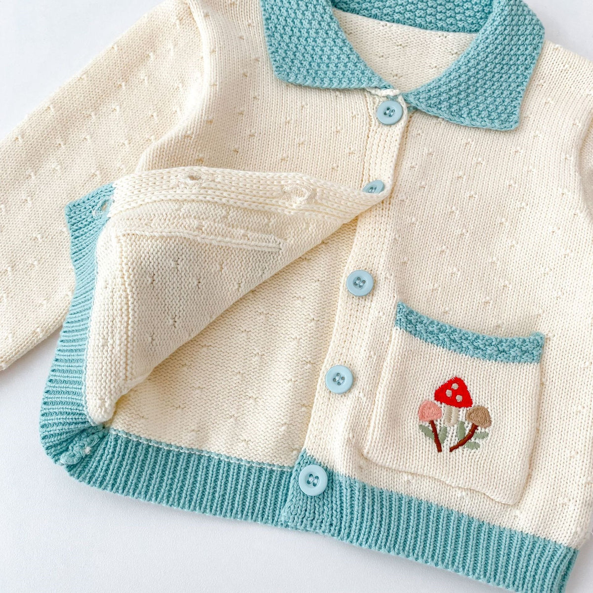 （Pre Order 2 Weeks）Kids Fall Bear Embroidery Sweater Cardigan with Pockets
