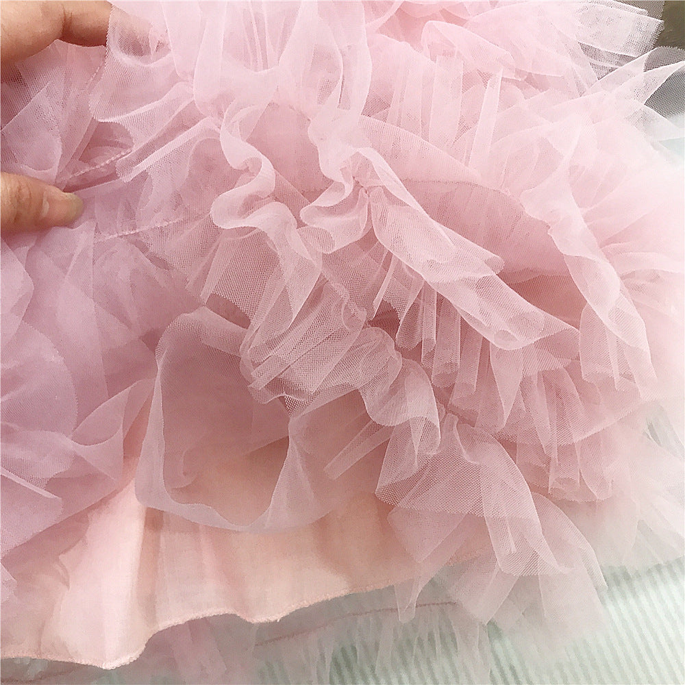 （In Production）Girls Spring&Summer Pink Floral Tulle Dress