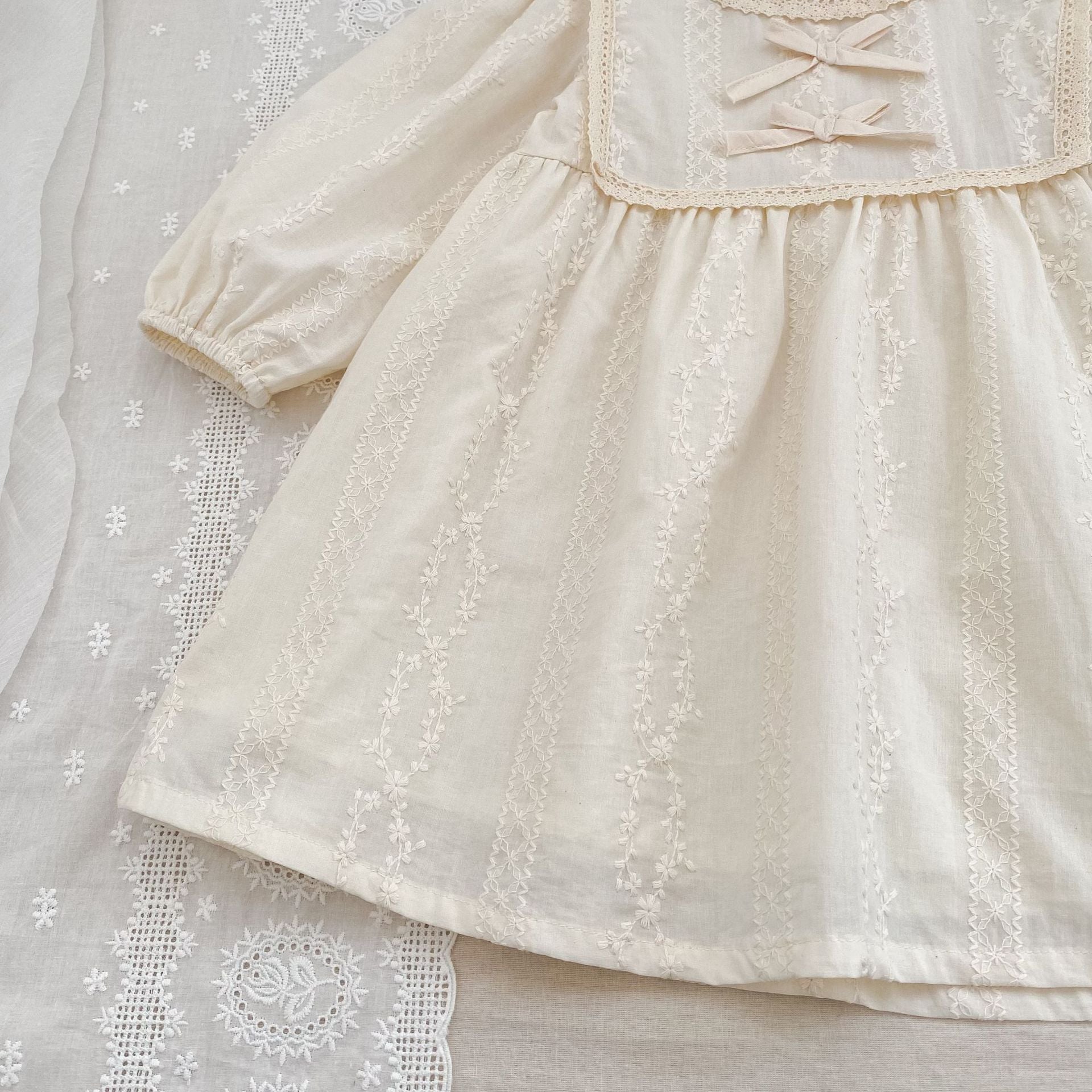 （Pre Order 2 Weeks）Sisters Fall Embroidery Bow Dress&Romper