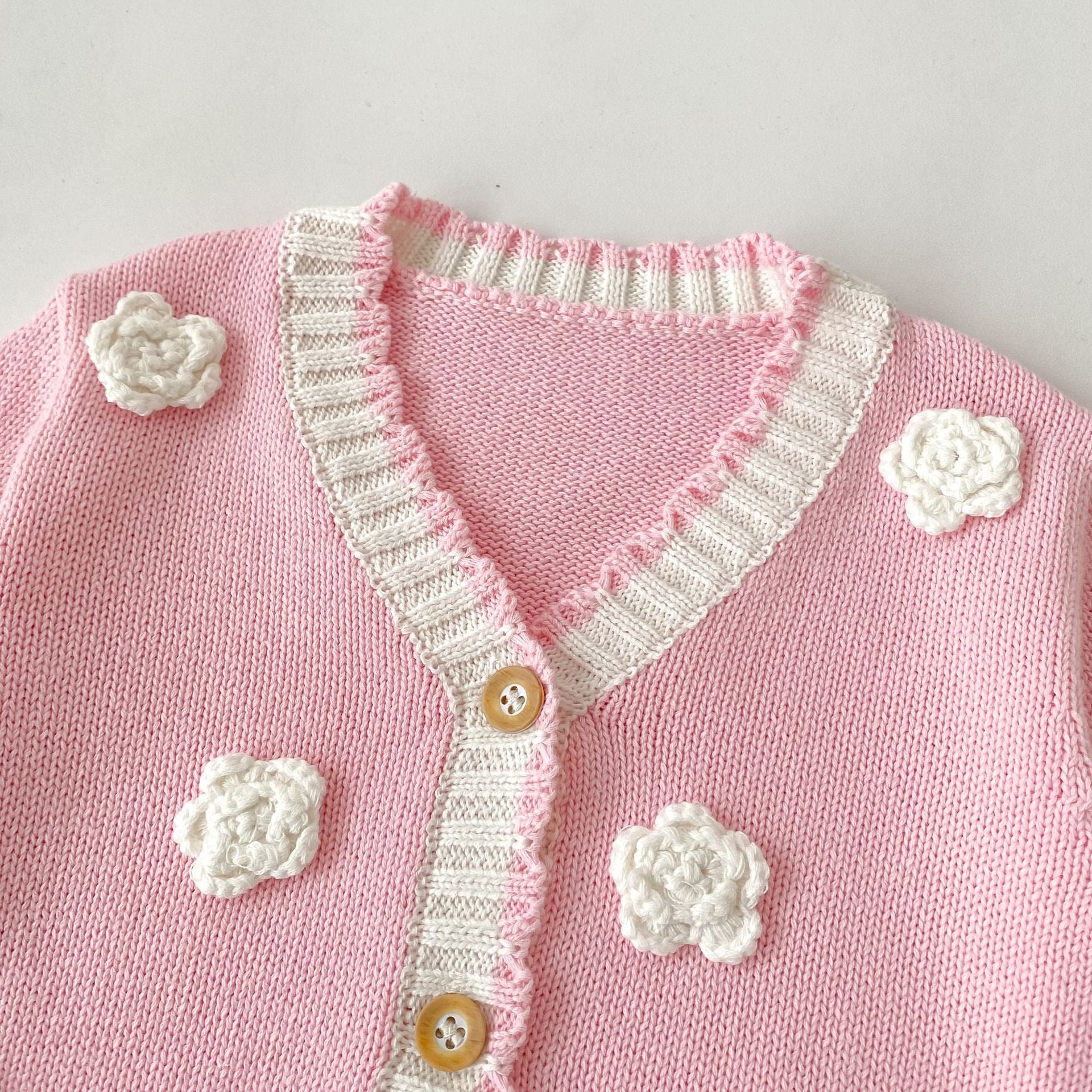 （Pre Order 2 Weeks）Toddler Girls Floral Pink Knitted Cardigan