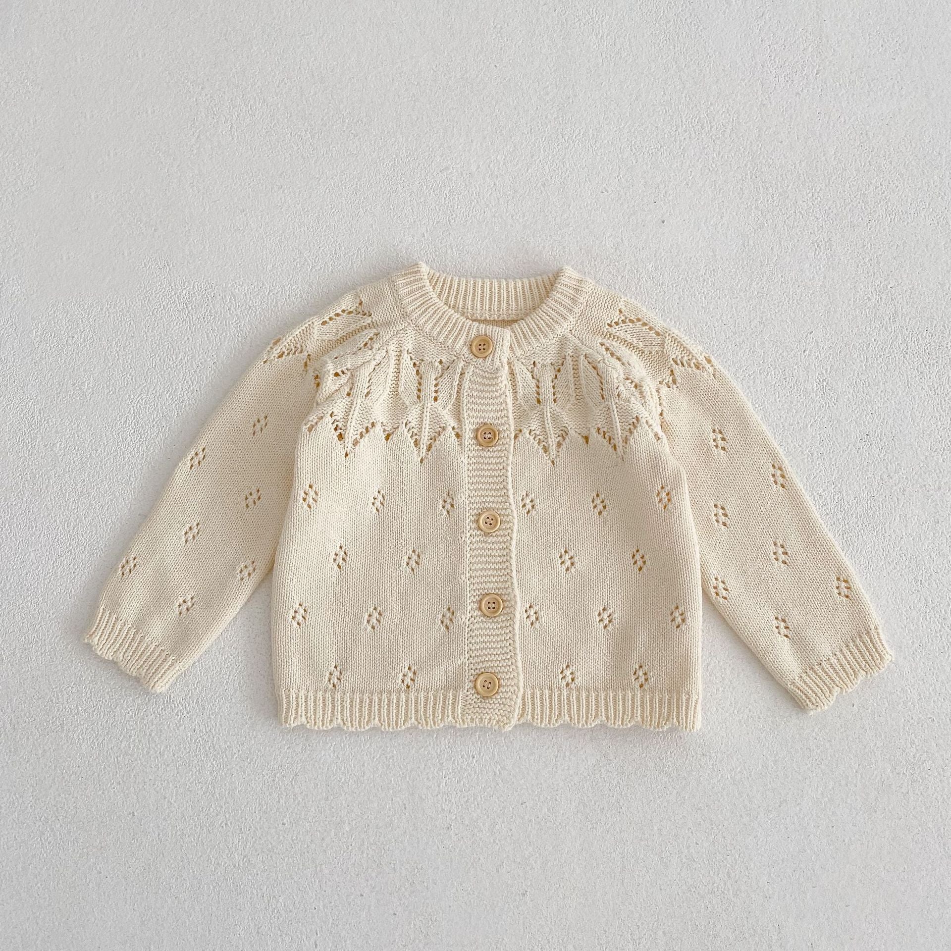 （Pre Order 2 Weeks）Girls Fall Scallop Knitted Cardigan