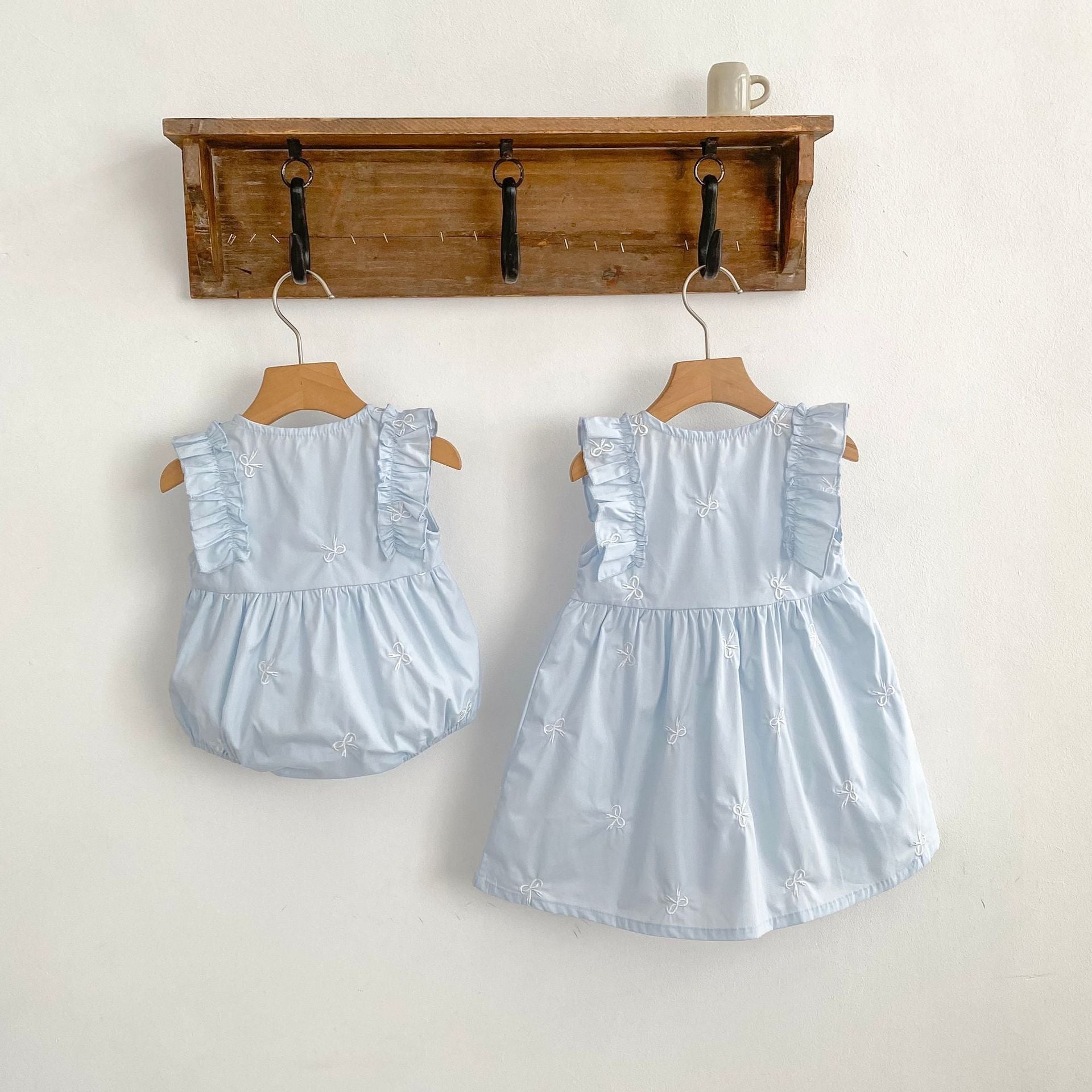 （In Production）Sisters Spring&Summer Bow Embroidery Cotton Dress,Romper