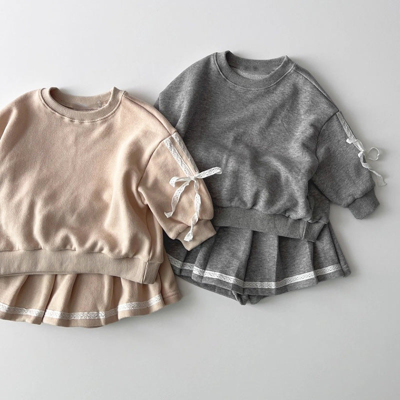 （In Production）Girls Fall Sweatshirt and Skirt Set