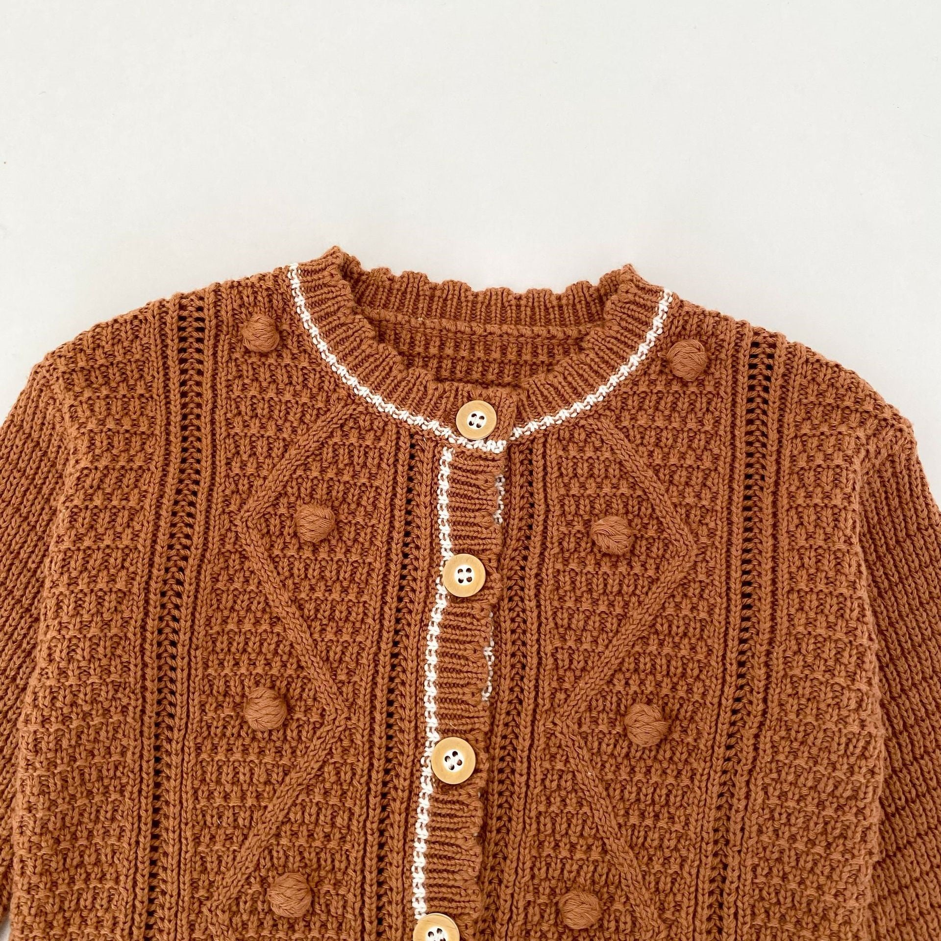 （Pre Order 2 Weeks）Girls Fall Knitted Cardigan with Pompoms