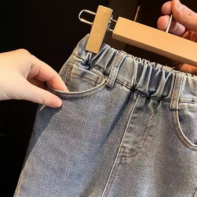 （In Production）Girls Spring&Summer Bow Pearl Jeans