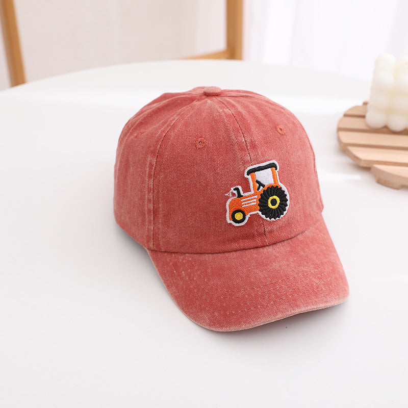 （Pre Order）Boys Spring&Summer Bulldozer Embroidery Baseball Cap