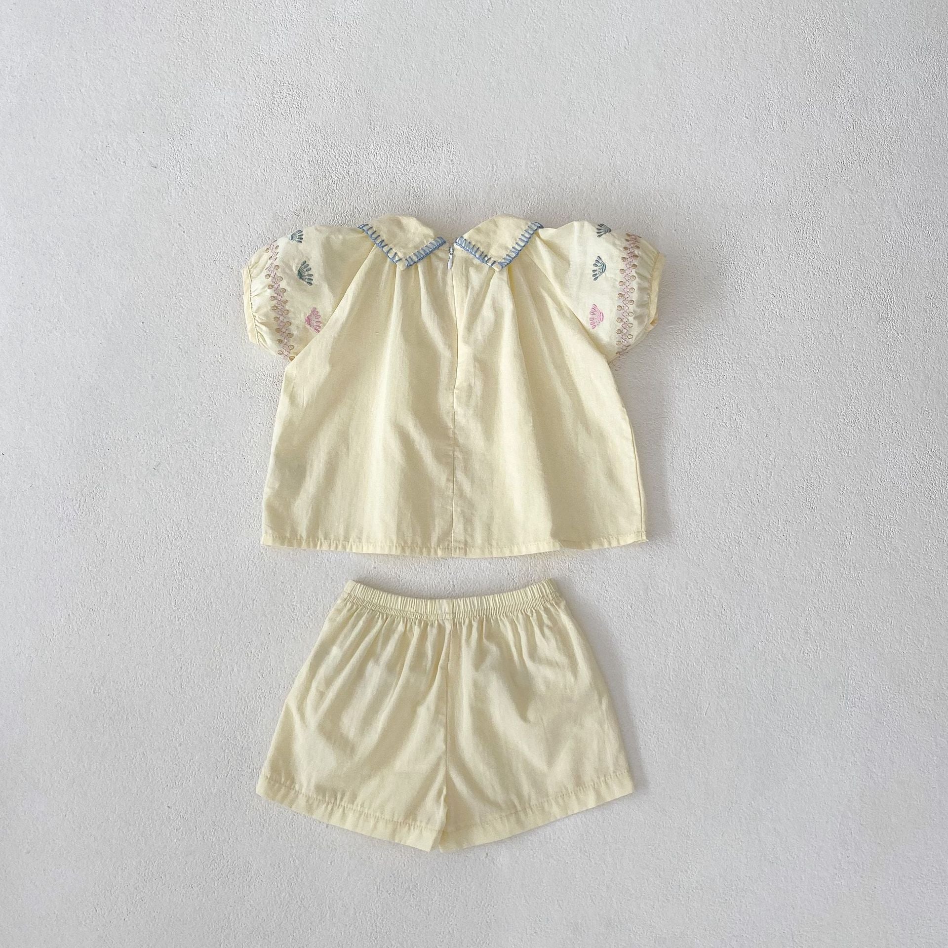 （In Production）Toddler Girls Spring&Summer Floral Embroidery Bloomer Set