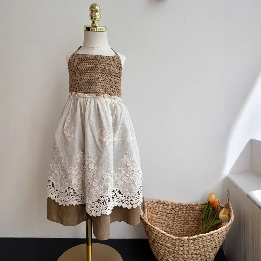（In Production）Girls Summer Ruffled Lace Slip Dress