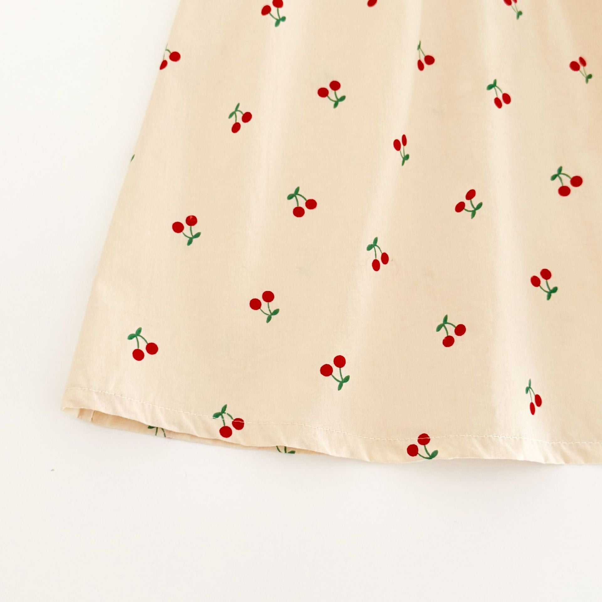 （In Production）Girls Spring&Summer Cherry Print Flying Sleeves Dress