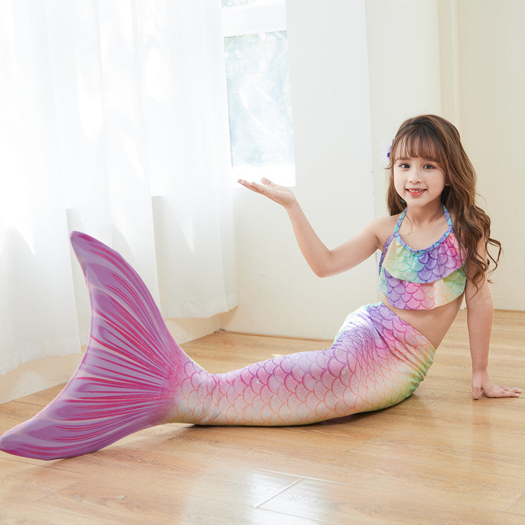 （In Production）Girls Summer Mermaid Swimming Suit Set-3 Pcs