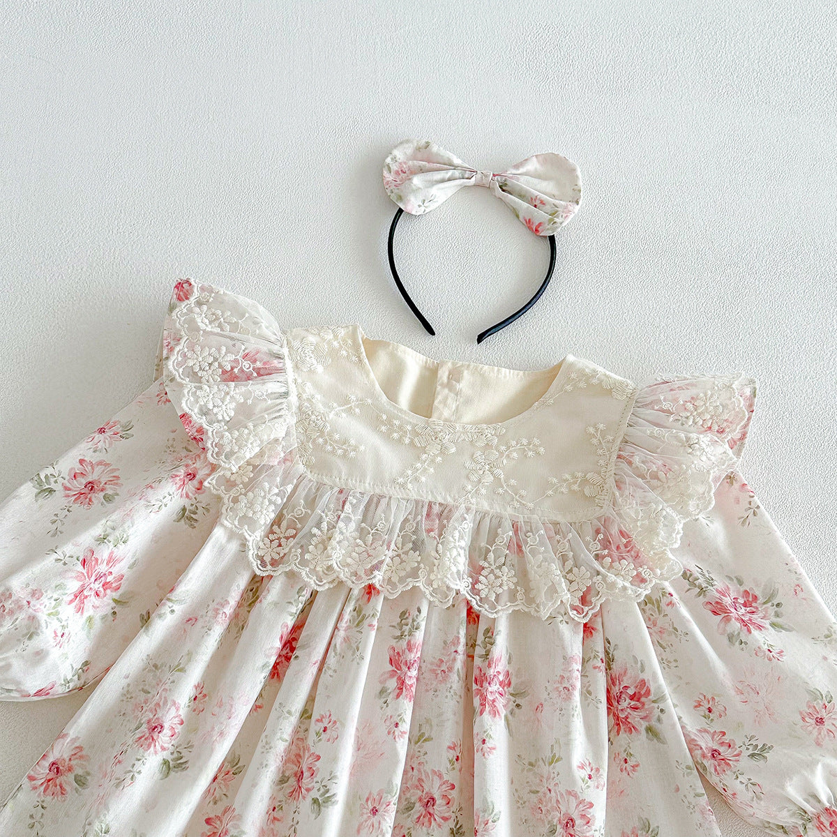 （Pre Order 2 Weeks）Sisters Fall Floral Lace Ruffle Collar Dress&Romper