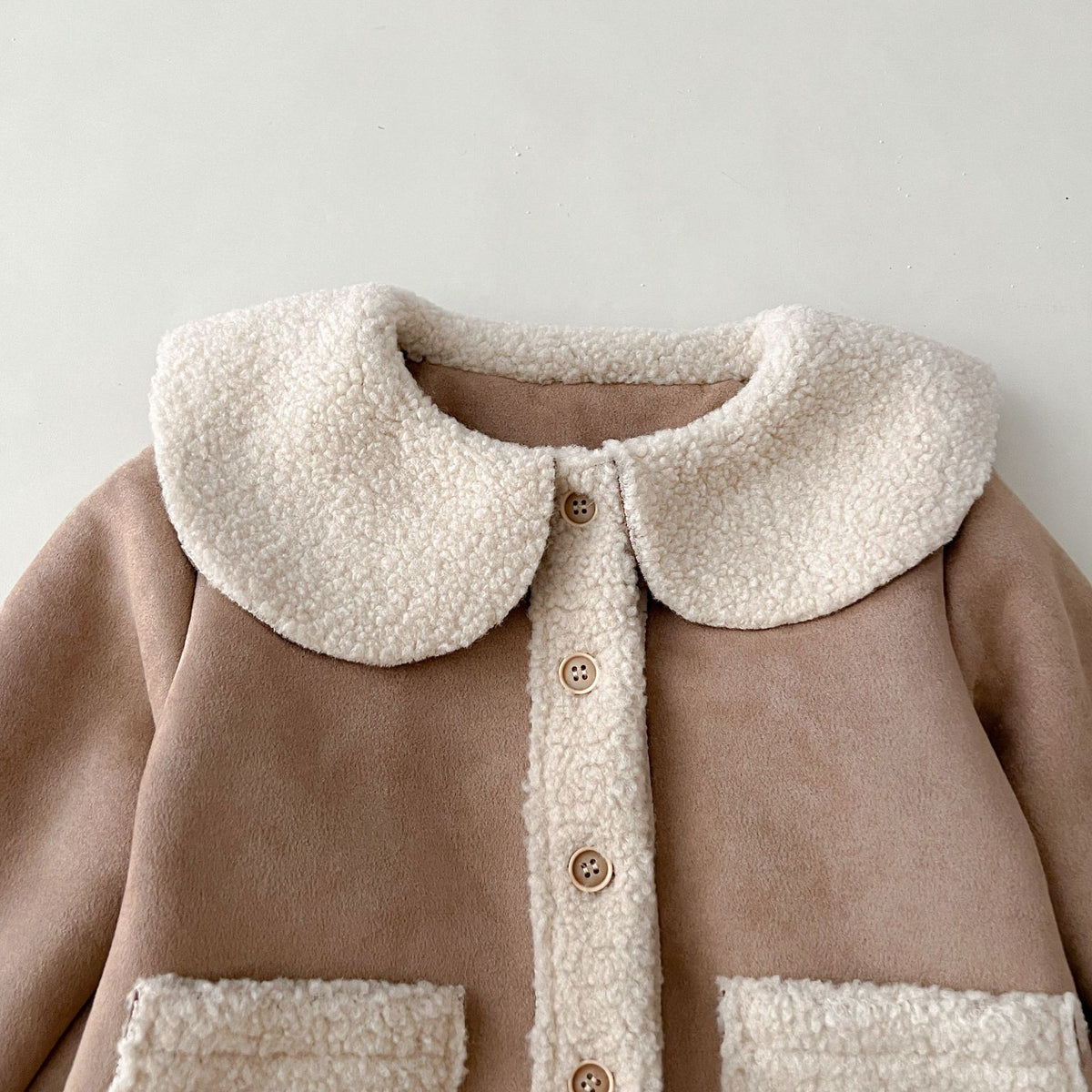 （Pre Order 2 Weeks）Girls Sherpa Collar Faux Suede Jacket