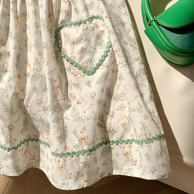 （In Production）Girls Spring&Summer Goose Embroidery Dress