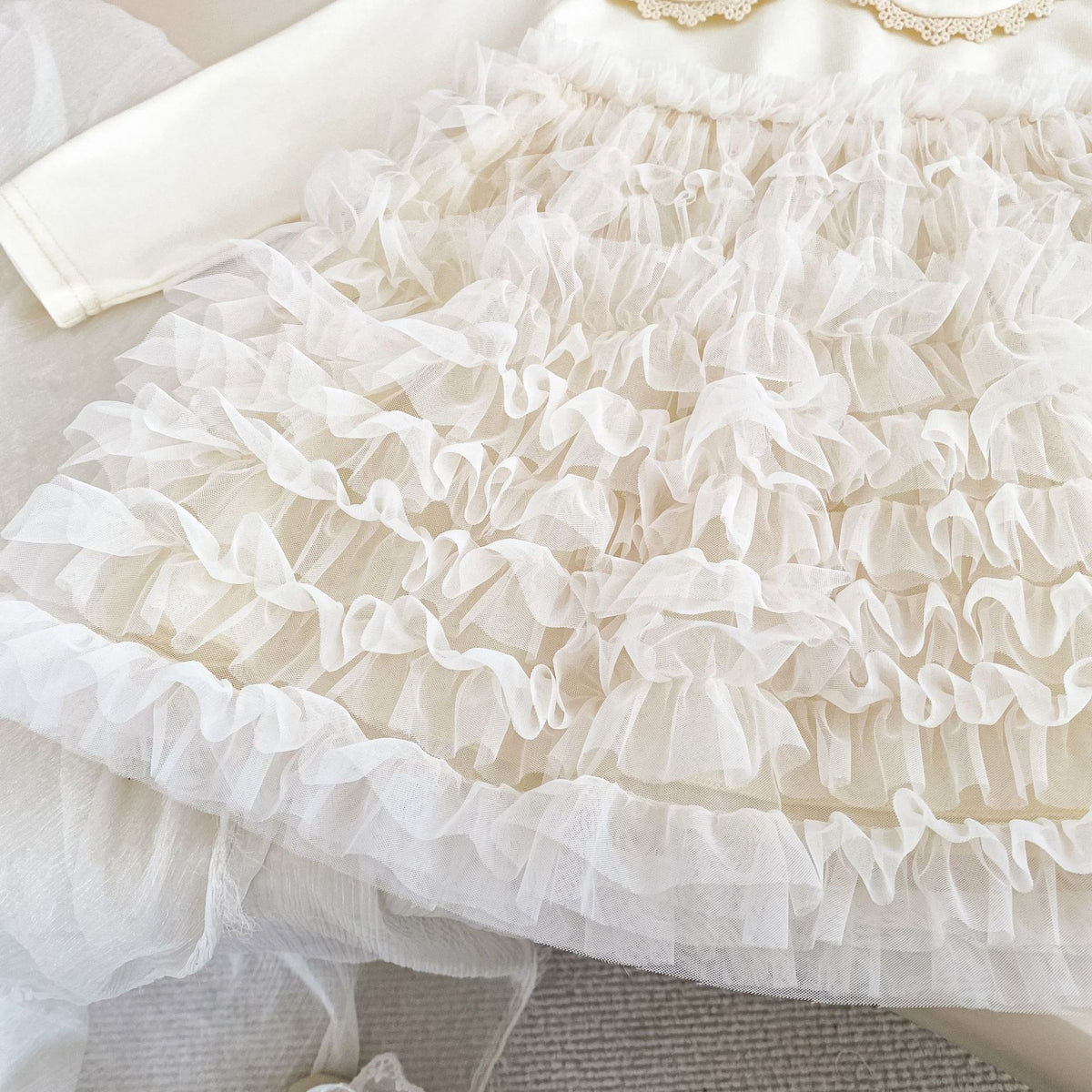 （Pre Order 2 Weeks）Girls Fall Baby Collar Tulle Dress