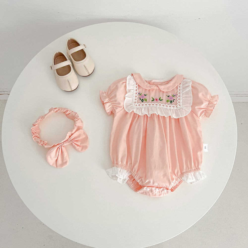 （In Production）Sisters Spring&Summer Floral Embroidery Ruffle Dress,Romper