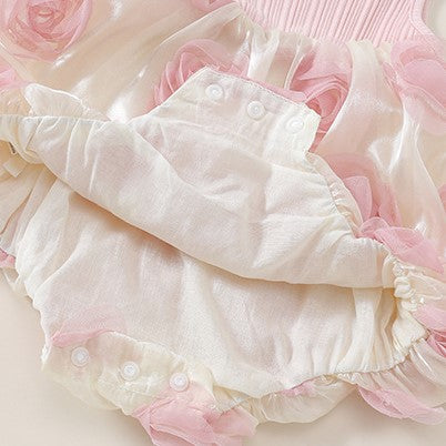 （In Production）Girls Rose Shaped Tulle Romper