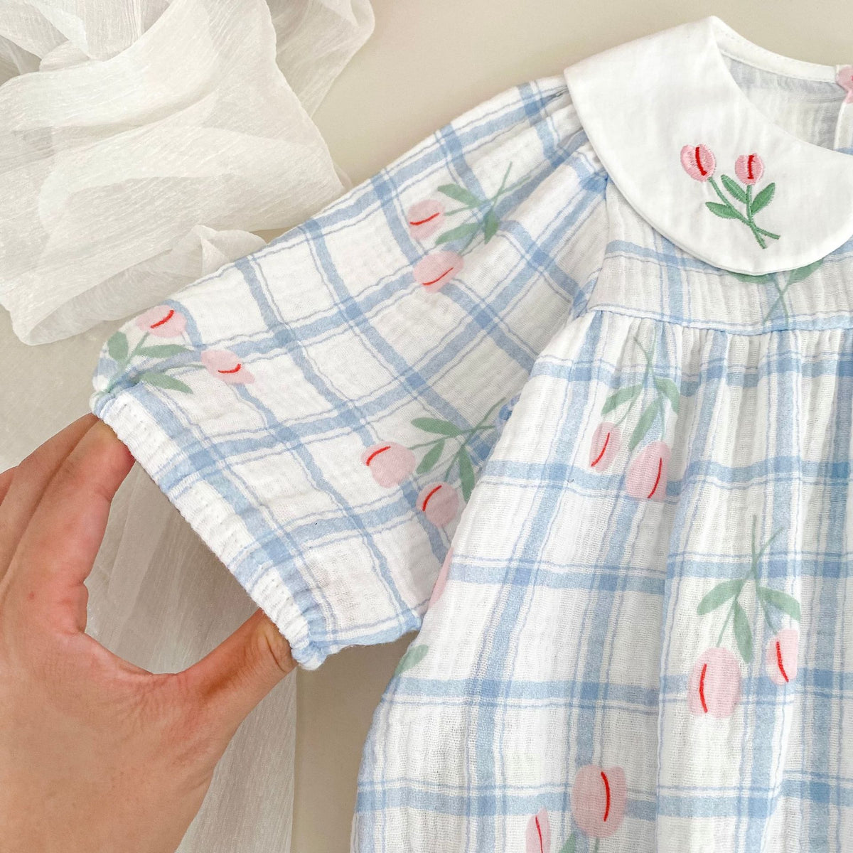（Pre Order 2 Weeks）Toddler Girls Fall Tulip Embroidery Collar Romper