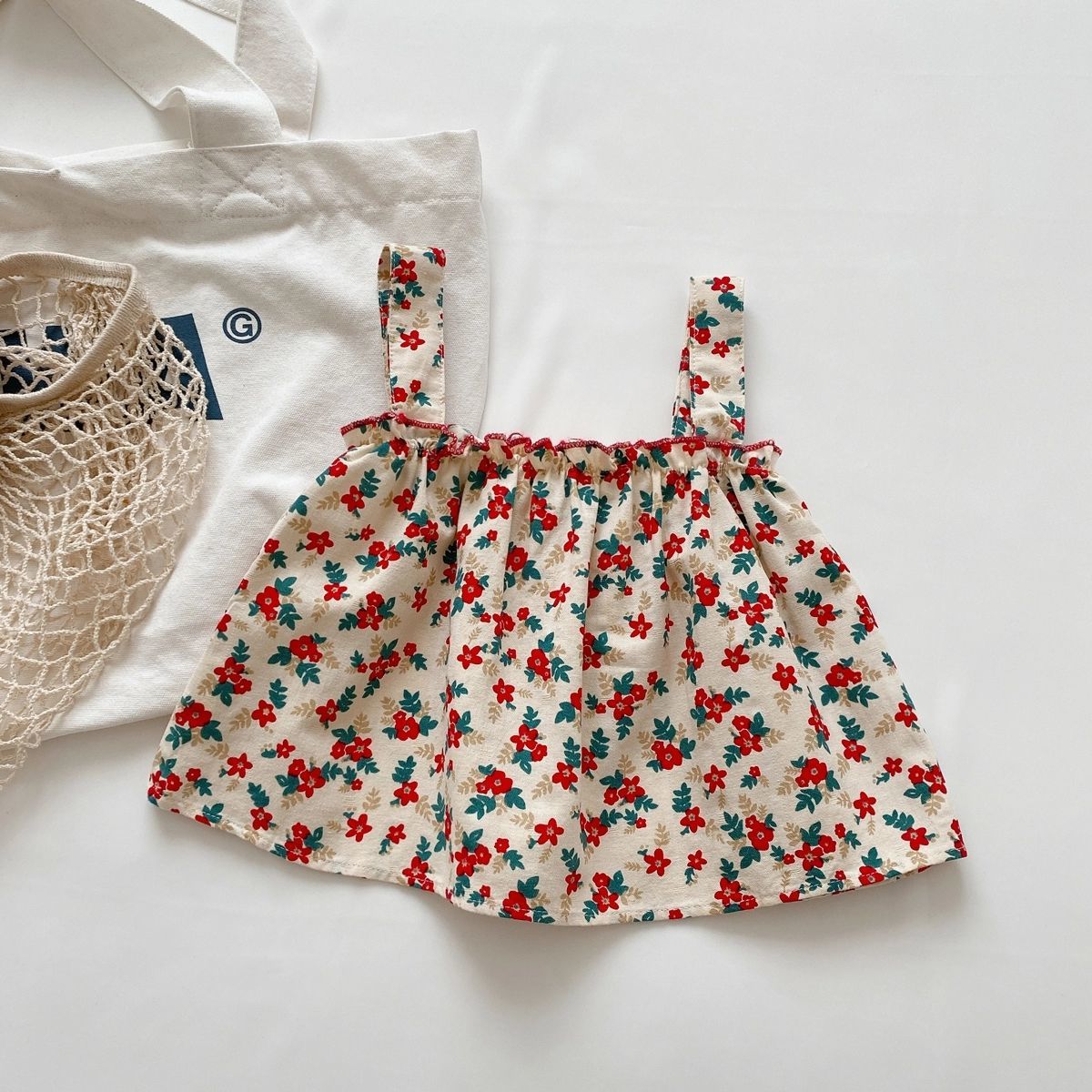 （In Production）Girls Spring&Summer Floral Print Denim Shorts Set