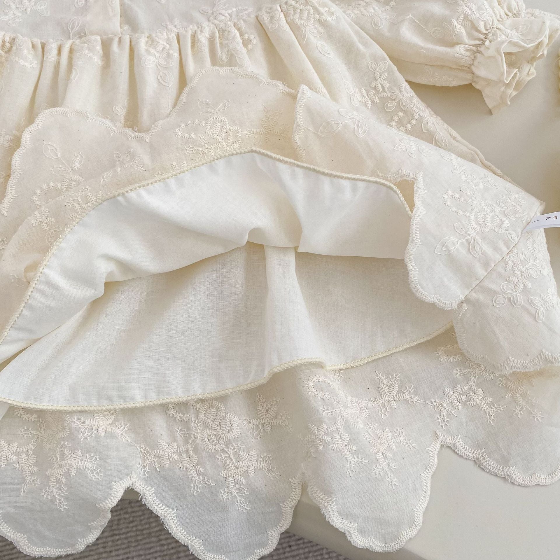 （In Production）Sisters Fall Floral Embroidery Lace Ruffle Dress&Romper