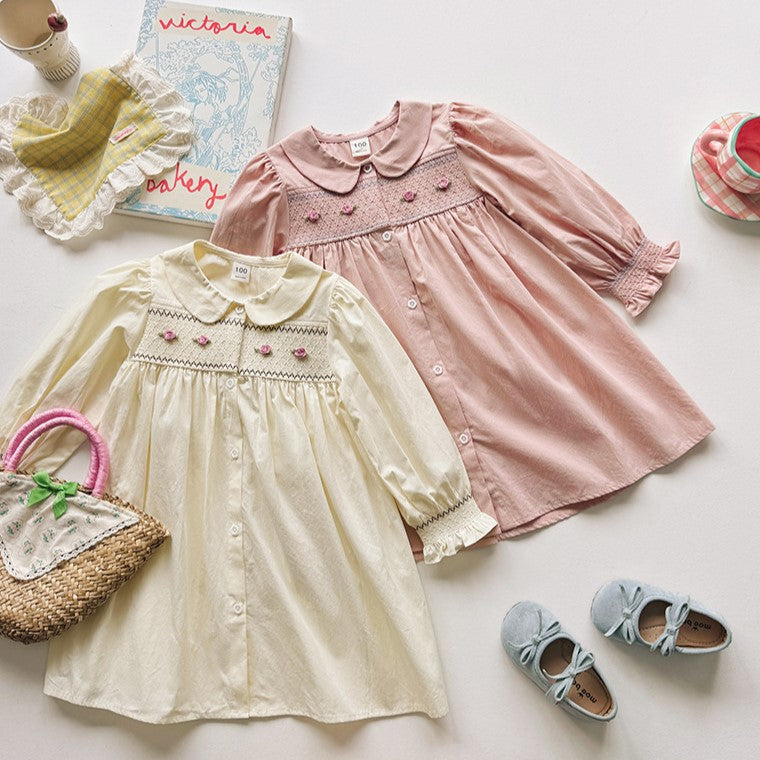 （Pre Order 2 Weeks）Girls Fall Floral Smocked Dress