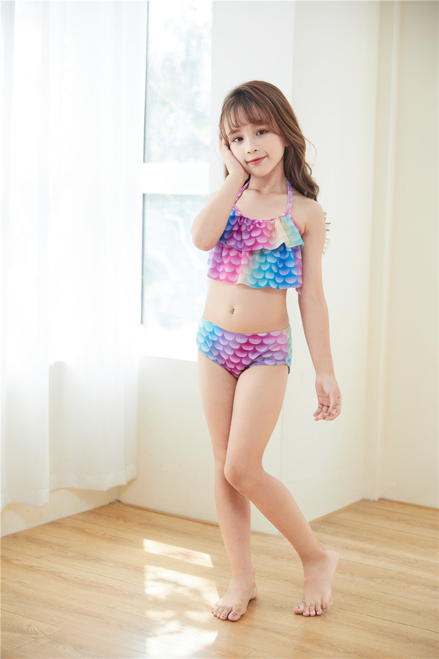 （In Production）Girls Summer Mermaid Swimming Suit Set-3 Pcs