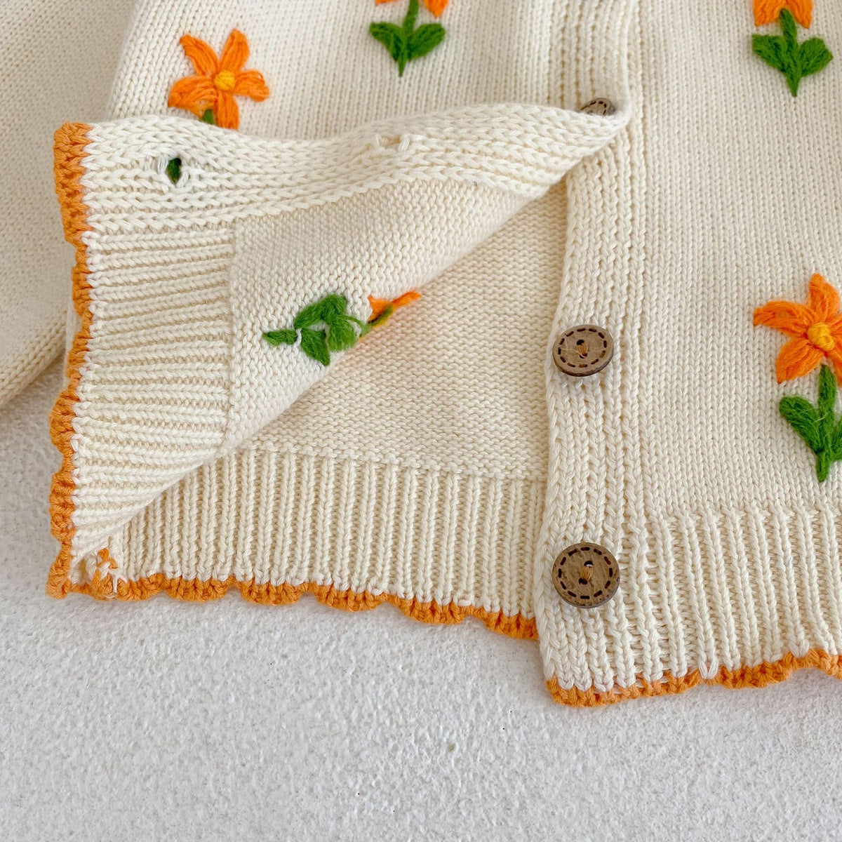 （Pre Order 2 Weeks）Kids Fall Floral Embroidery Sweater Cardigan