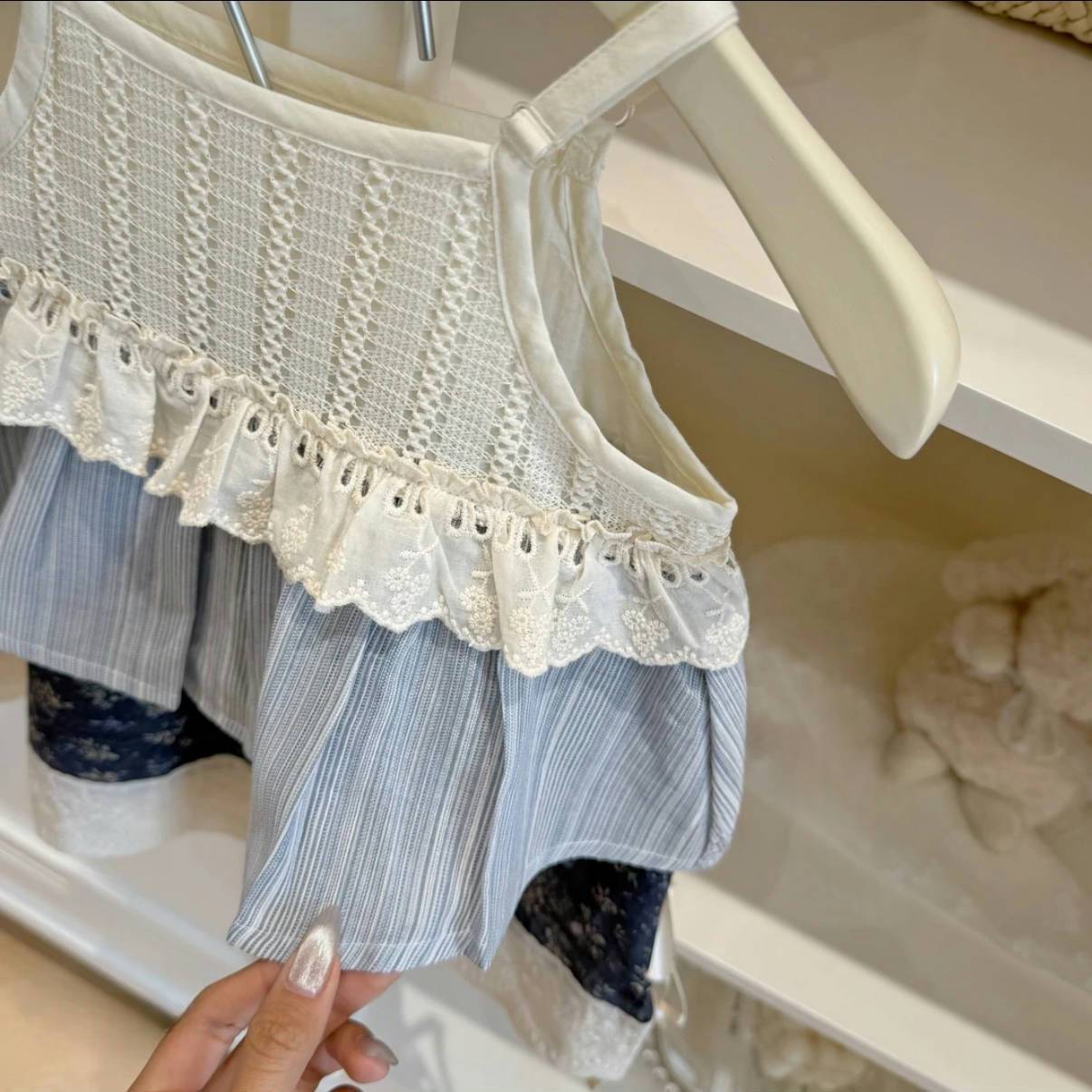 （In Production）Girls Spring&Summer Lace Ruffle Slip Dress