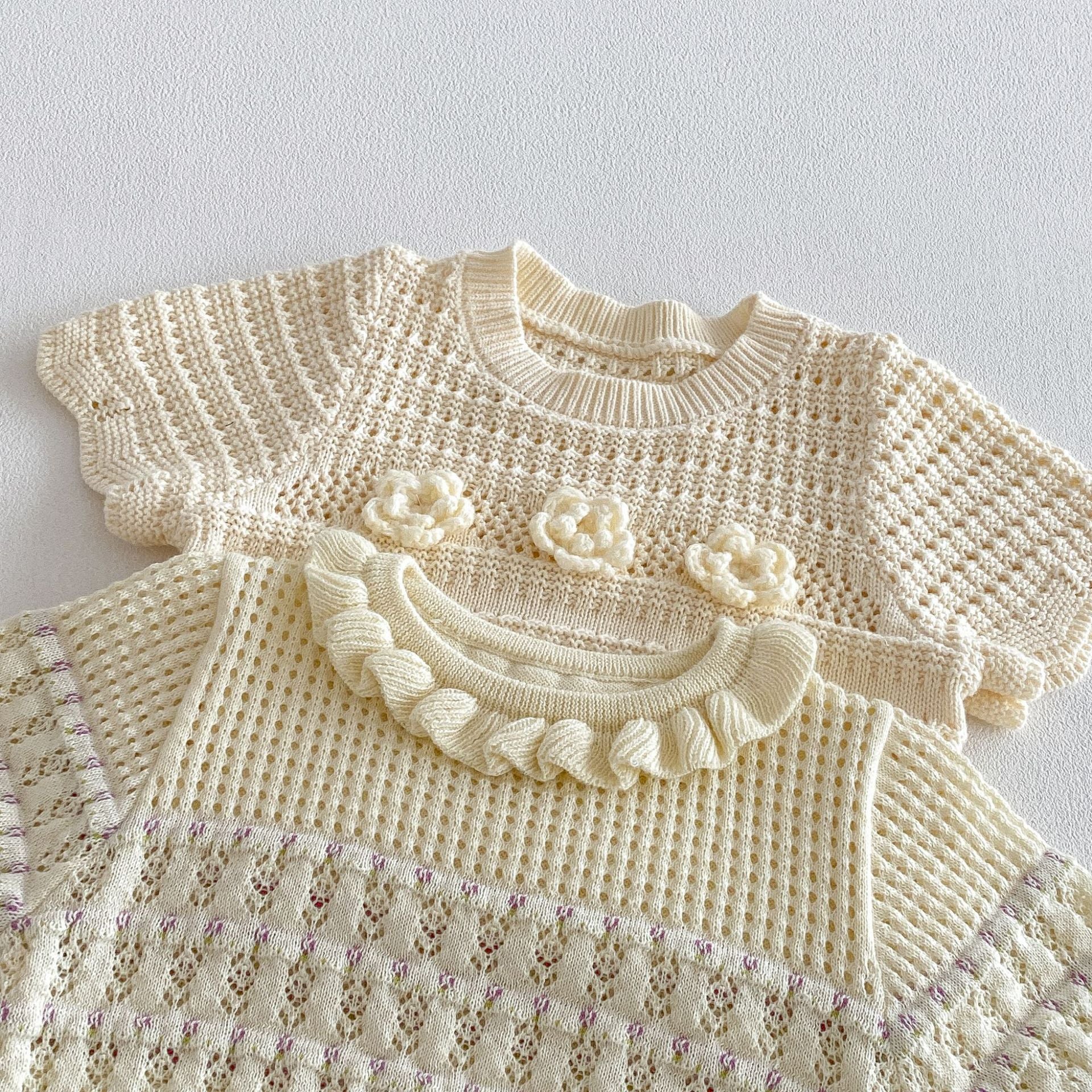 （In Production）Girls Spring&Summer Knitted Ruffle Shorts Set