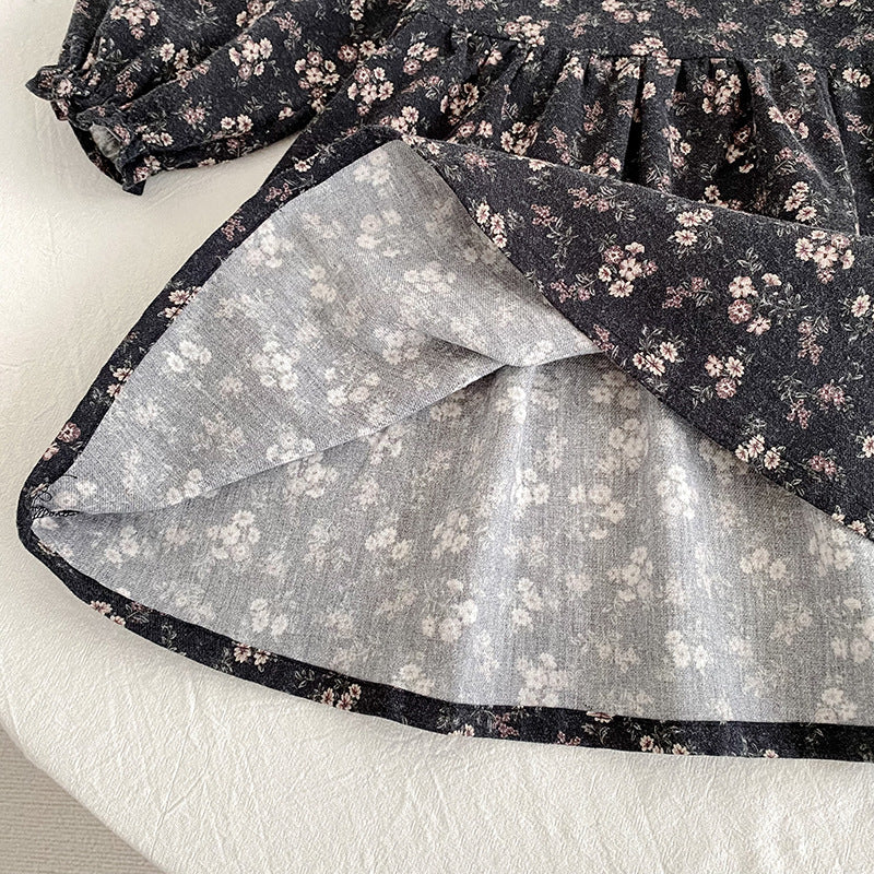 （Pre Order 2 Weeks）Sisters Fall Floral Print Lace Collar Dress&Romper