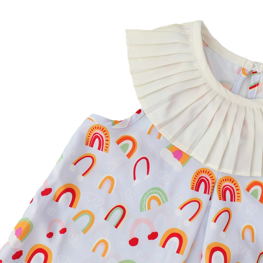 （In Production）Girls Spring and Summer Rainbow Print Dress
