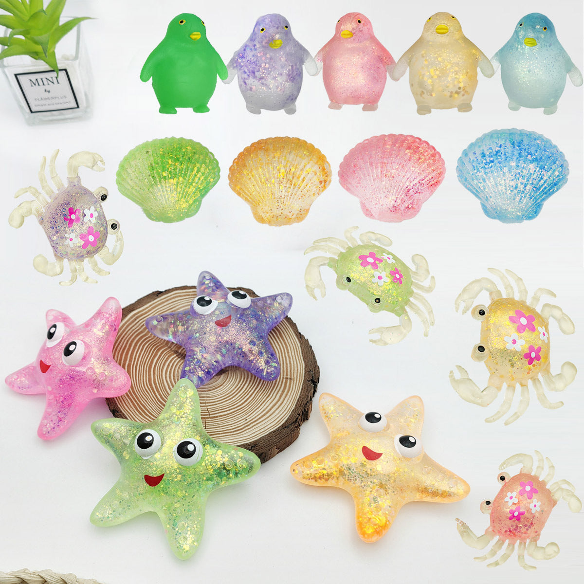 （Pre Order）Squishy Squeeze Glitter Seaside Toy