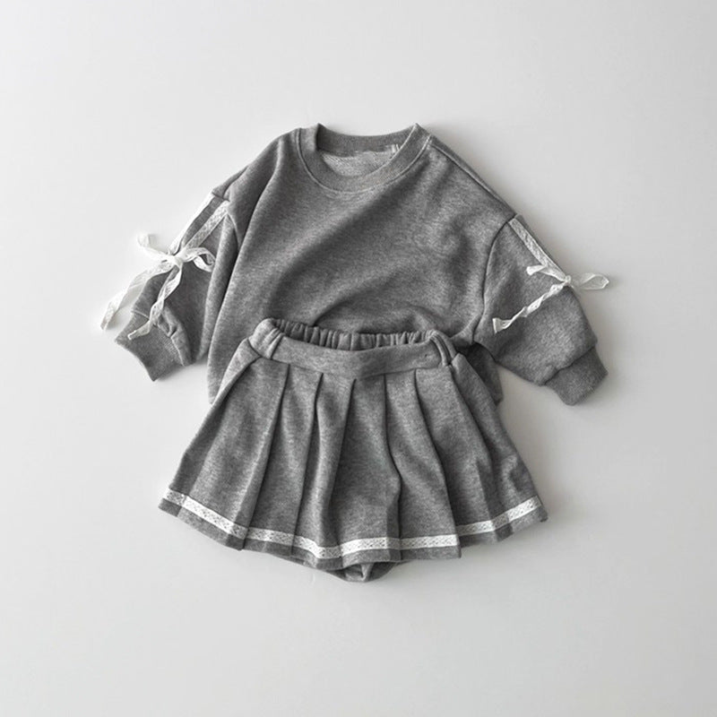 （In Production）Girls Fall Sweatshirt and Skirt Set
