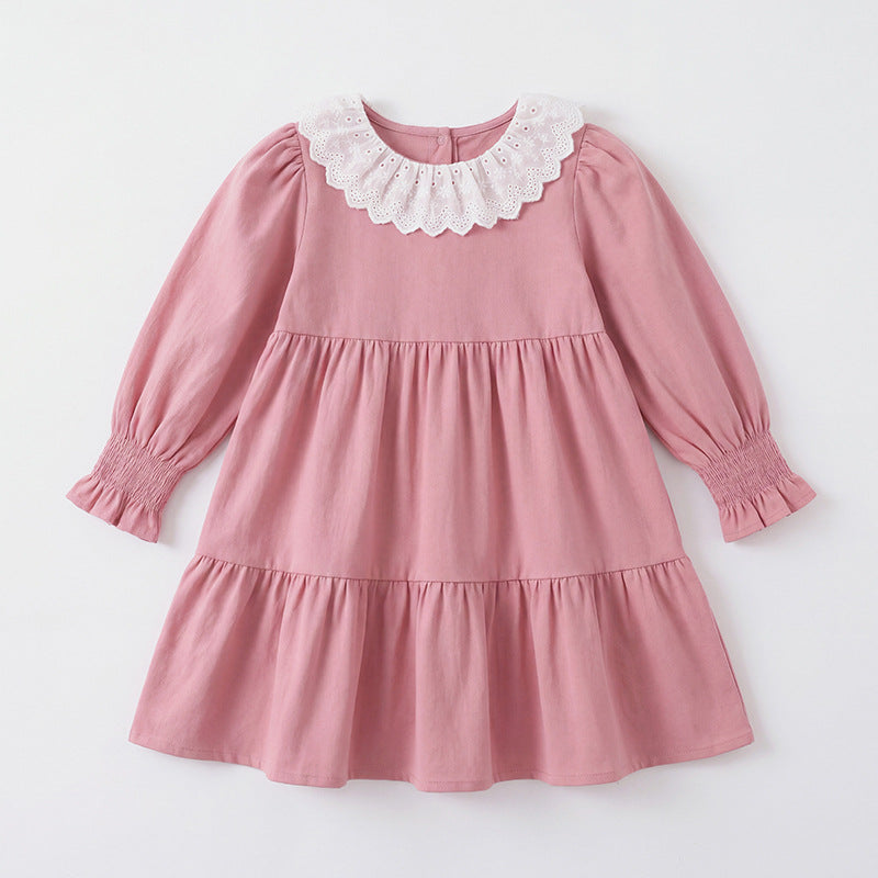 （Pre Order 2 Weeks）Girls Fall Long Sleeves Lace Ruffle Dress