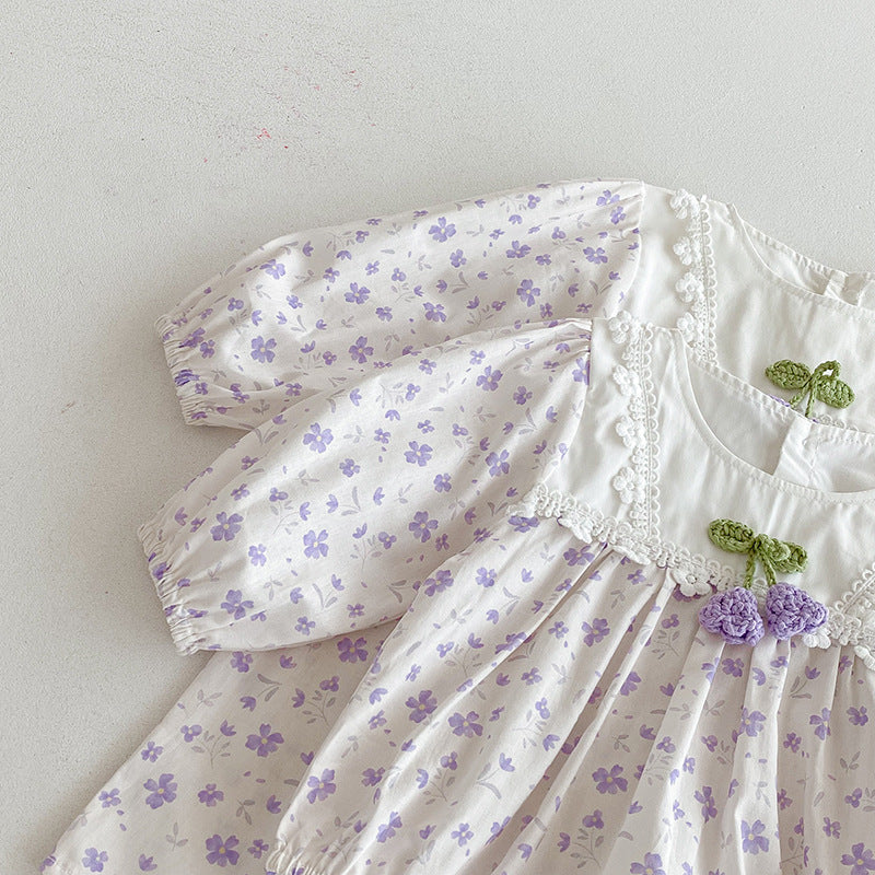 （Pre Order 2 Weeks）Sisters Fall Floral Print Lace Dress&Romper