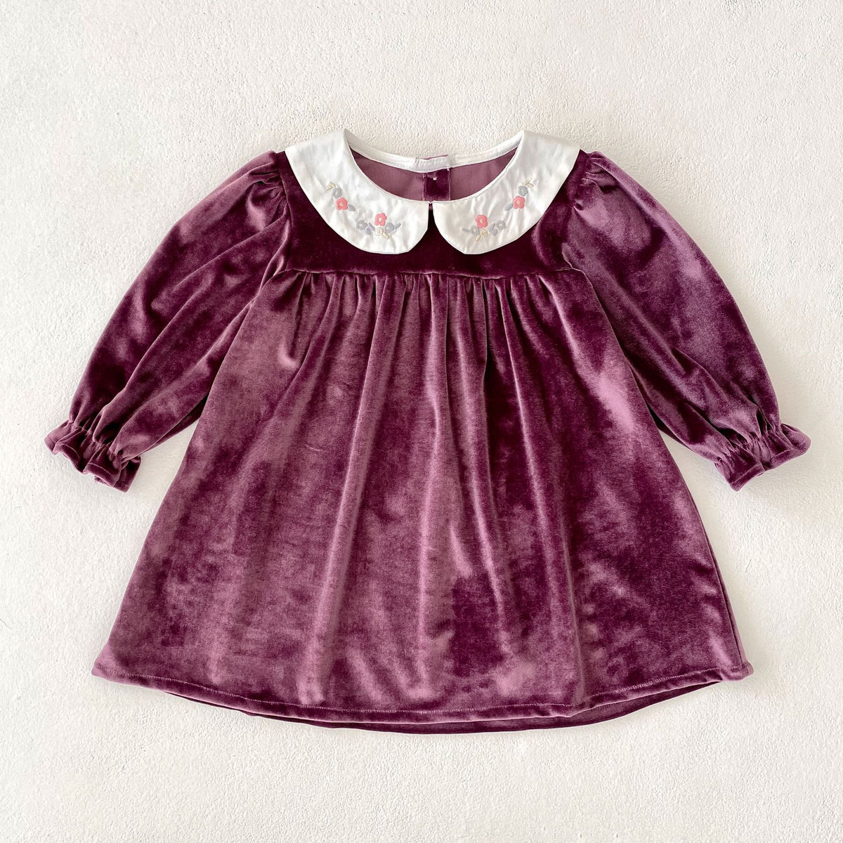 （Pre Order 2 Weeks）Sisters Fall Embroidery Collar Velvet Dress