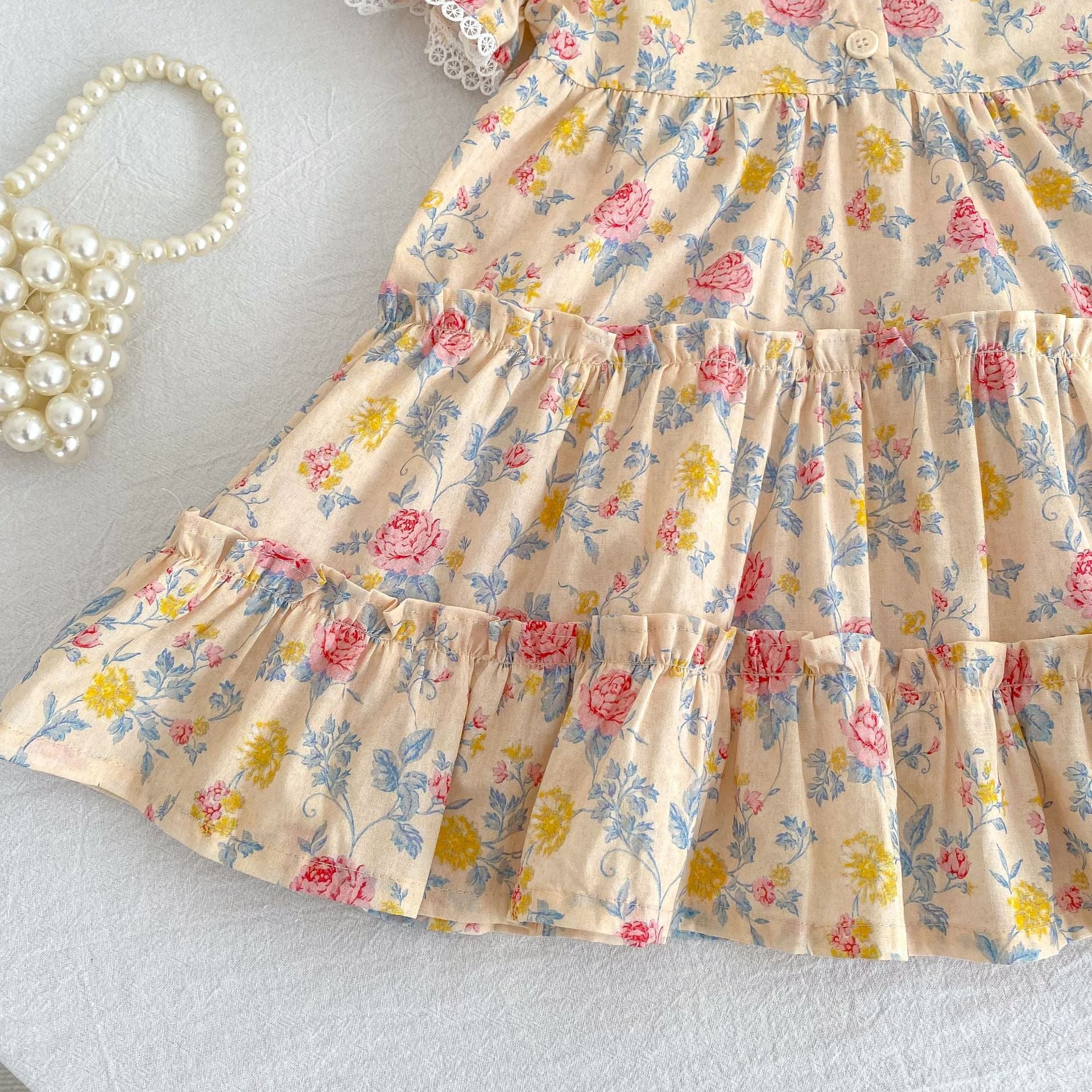 （Pre Order 2 Weeks）Sisters Floral Print Baby Collar Dress&Romper