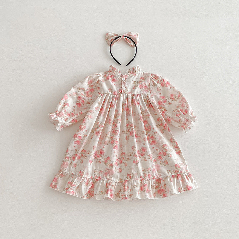 （In Production）Sisters Fall Floral Print Ruffle Dress&Romper