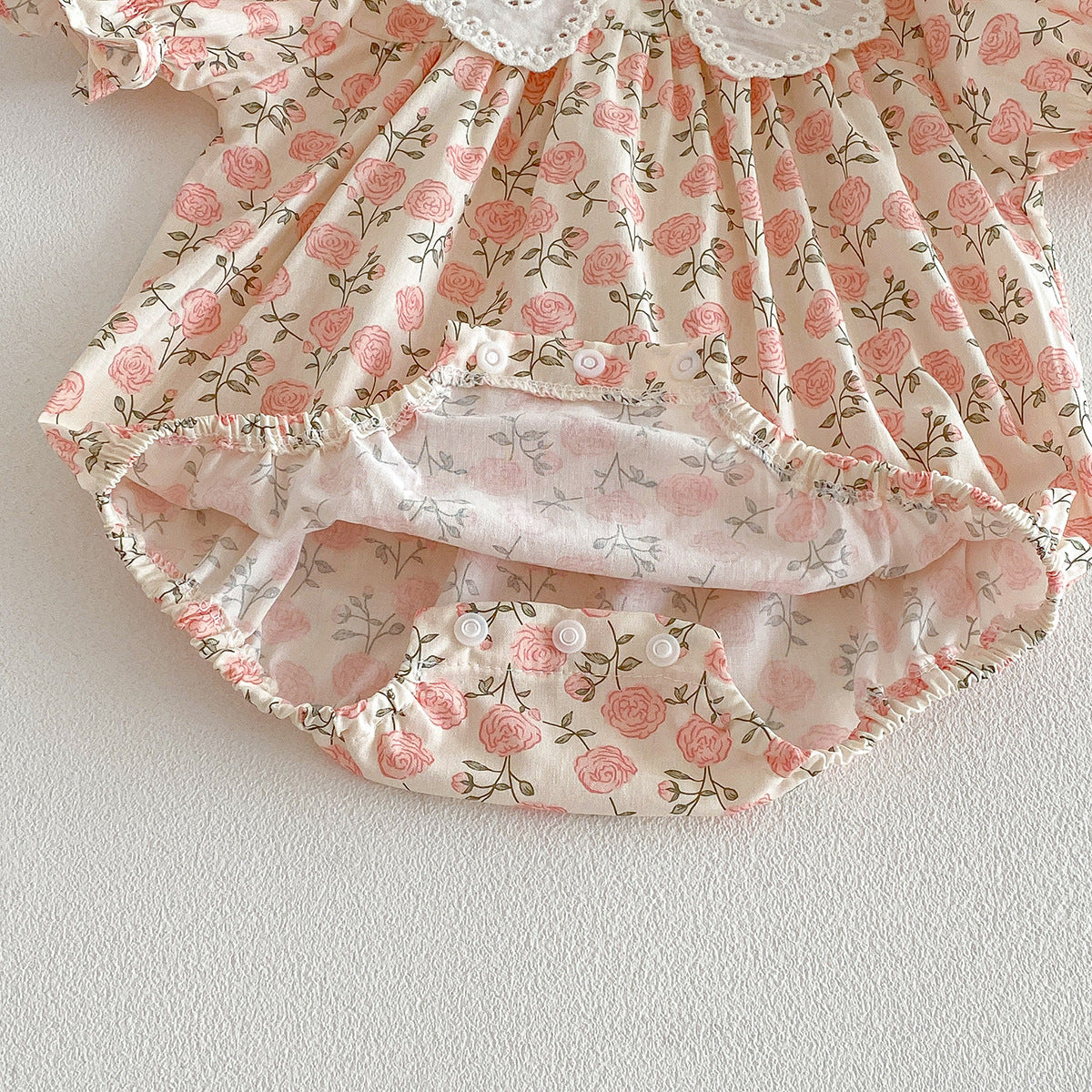 （In Production）Sisters Summer Rose Print Baby Collar Dress&Romper