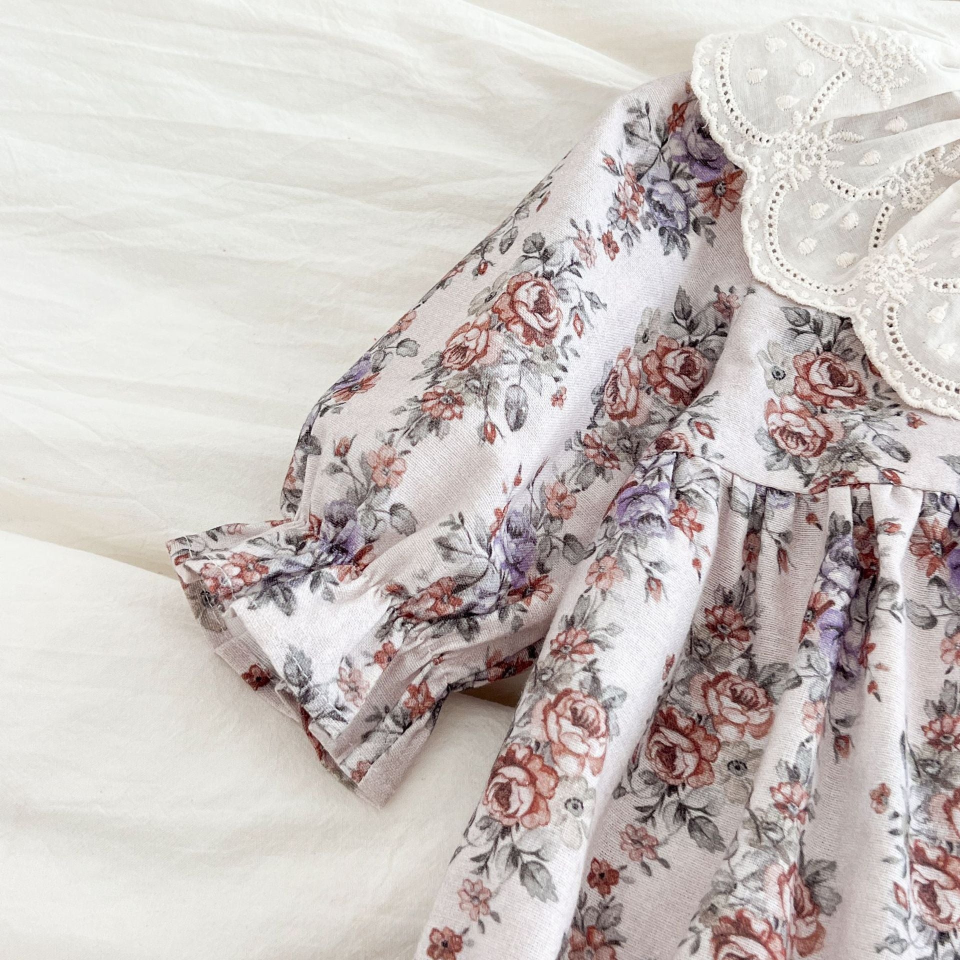 （Pre Order 2 Weeks）Sisters Fall Floral Lace Ruffle Collar Dress&Romper