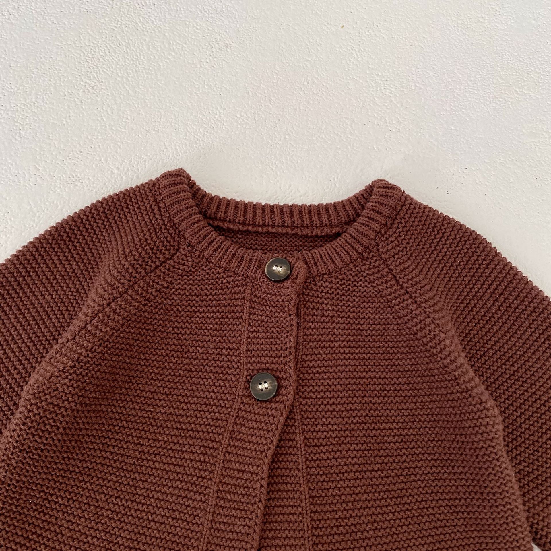 （Pre Order 2 Weeks）Girls Fall Brown Ruffle Knitted Cardigan