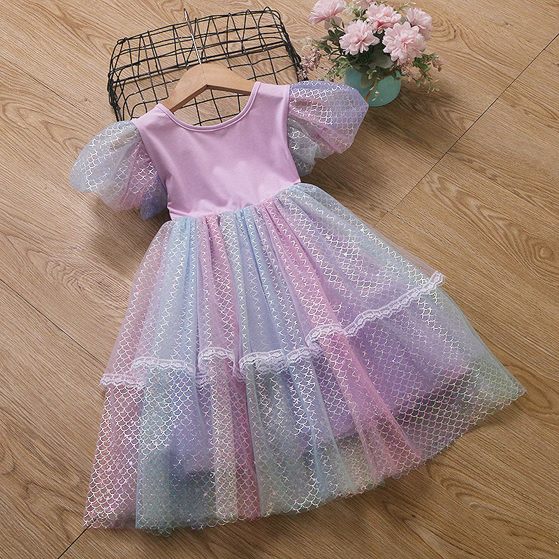 （In Production）Girls Spring&Summer Mermaid Princess Tulle Dress