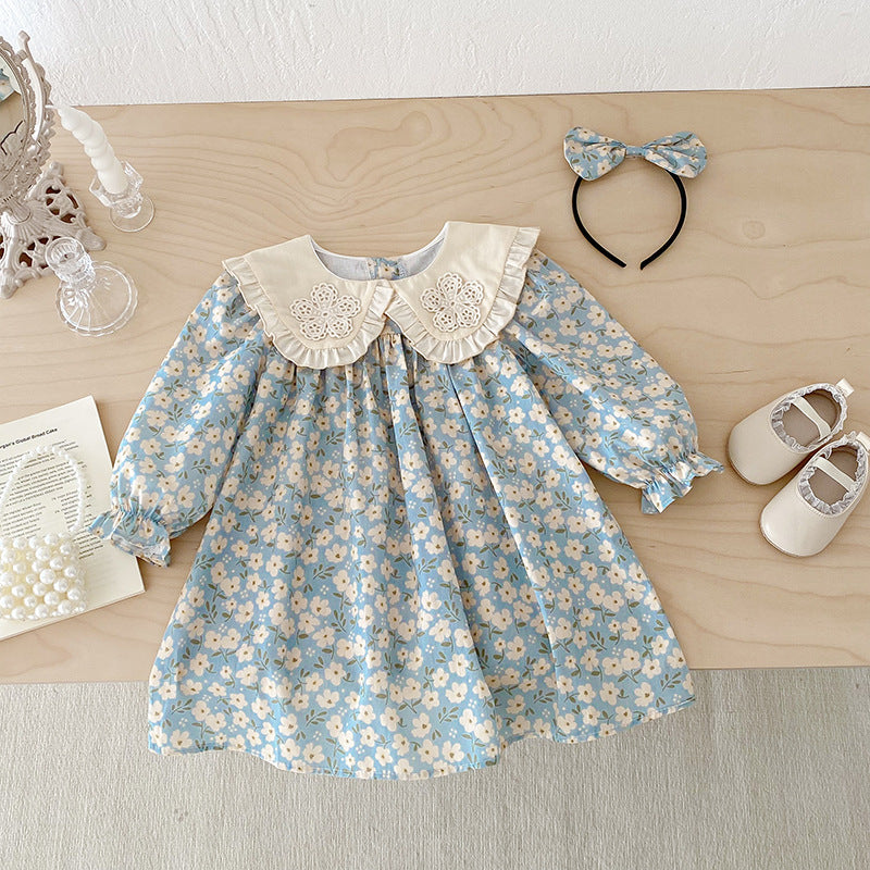 （In Production）Sisters Fall Floral Print Ruffle Dress&Romper